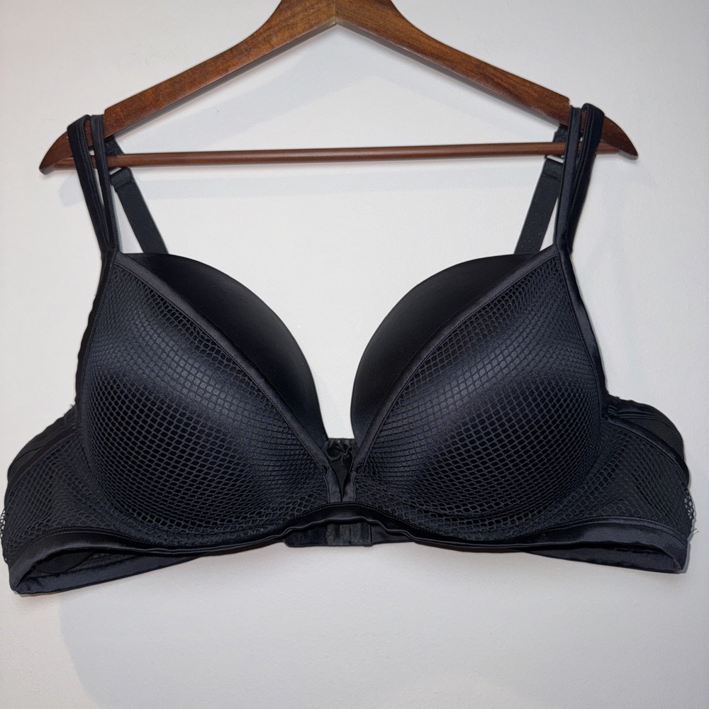 Torrid Lined Black Bra Comfort Support 46 C Mesh Fish Net NWOT WIDE STRAP 4 Hook